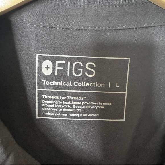 FIGS Technical Collection Shirt Men's Large Black Polo Long-Sleeve Scrub - Picture 2 of 9